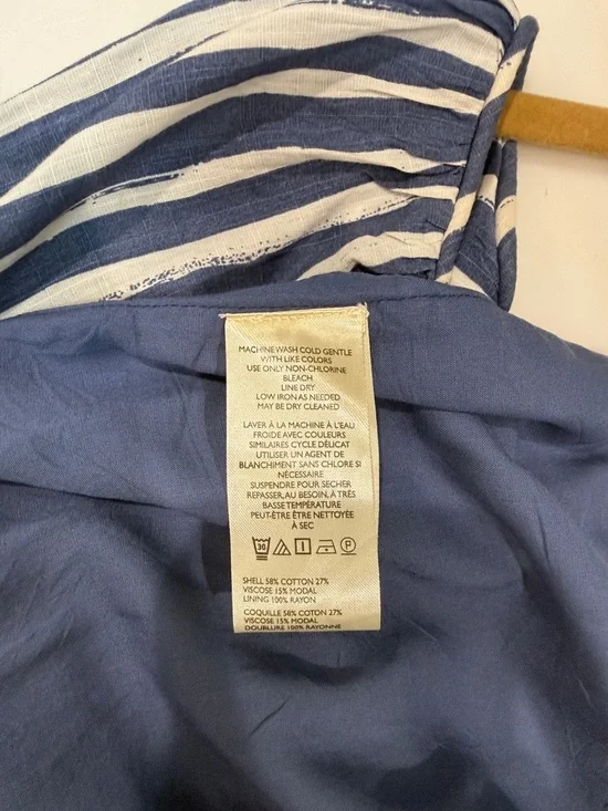 Anthropologie Navy and White Striped Button-Front Maxi Dress - Picture 8 of 10